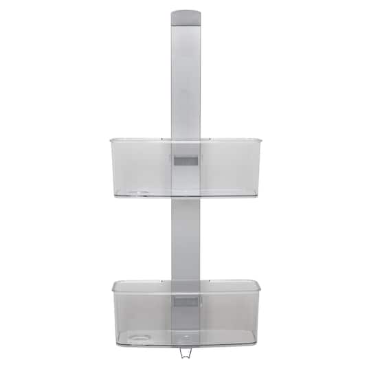 Bath Bliss Adjustable Rust Proof Aluminum 2 Tier Glass Door Shower Caddy